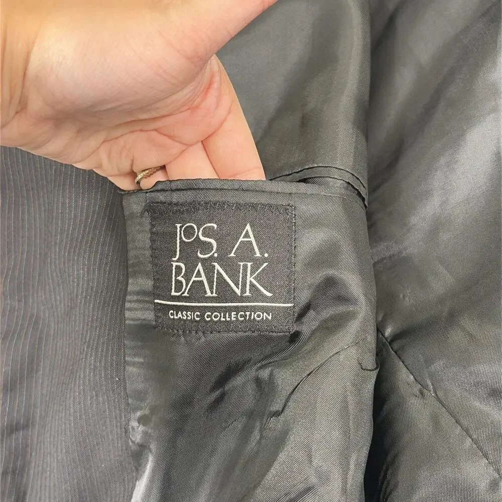 40L Joseph A Bank Black PinStripe Two Button Men's Suit Pants Flat-Front